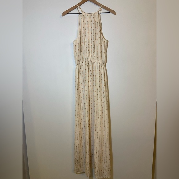 Lucky Brand NWT Small Silk Print Halter Maxi Dress Keyhole Lightweight Summer - Picture 7 of 13